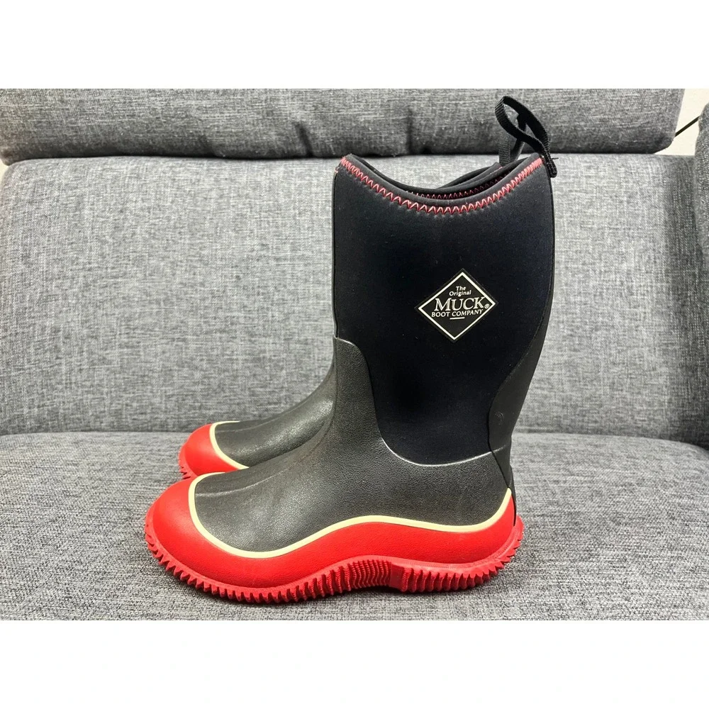 The Original Muck Boot Company Hale Kids Size 6 Black Red Waterproof Boots